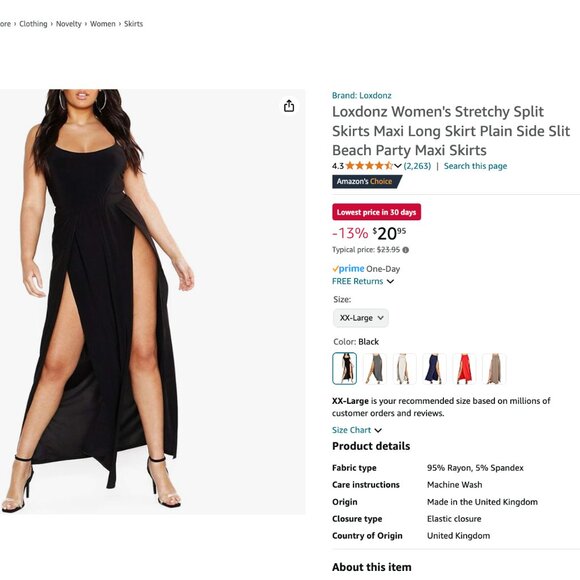 Long Stretchy Black Maxi Skirt with High Slits - Picture 1 of 3